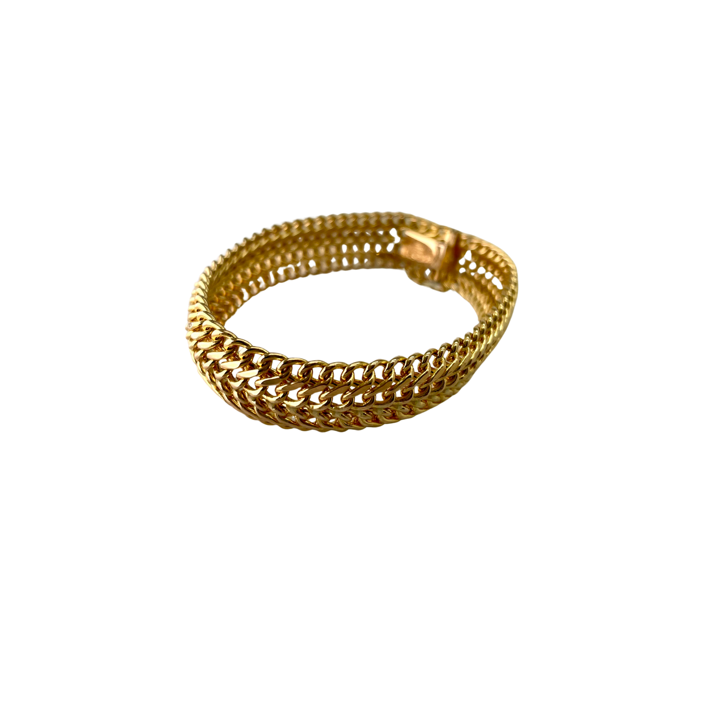 CONS L.H. 14kt Italian Gold Hollow Woven Bracelet, 12mm wide, 7"