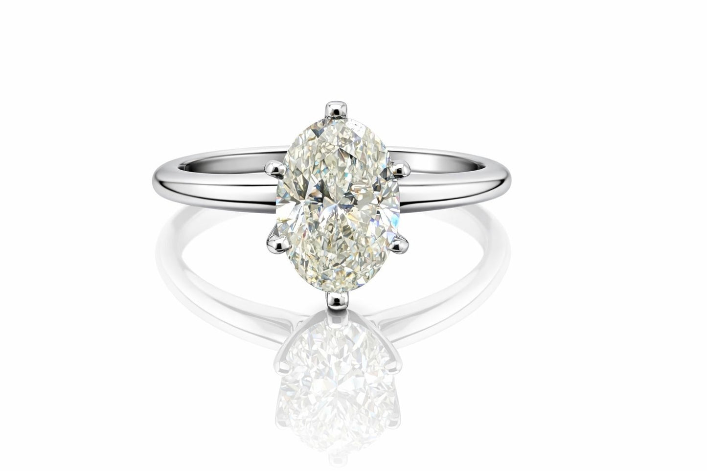 14K White Gold Ring with 1.45 cttw Certified Lab Grown Oval Diamond