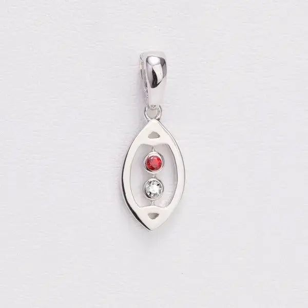 Go Big Red! 925 Red & White Sapphire Football Charm/Pendant