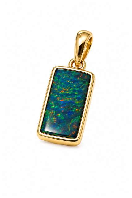 Gold Plated Sterling Silver Pendant with Australian Opal