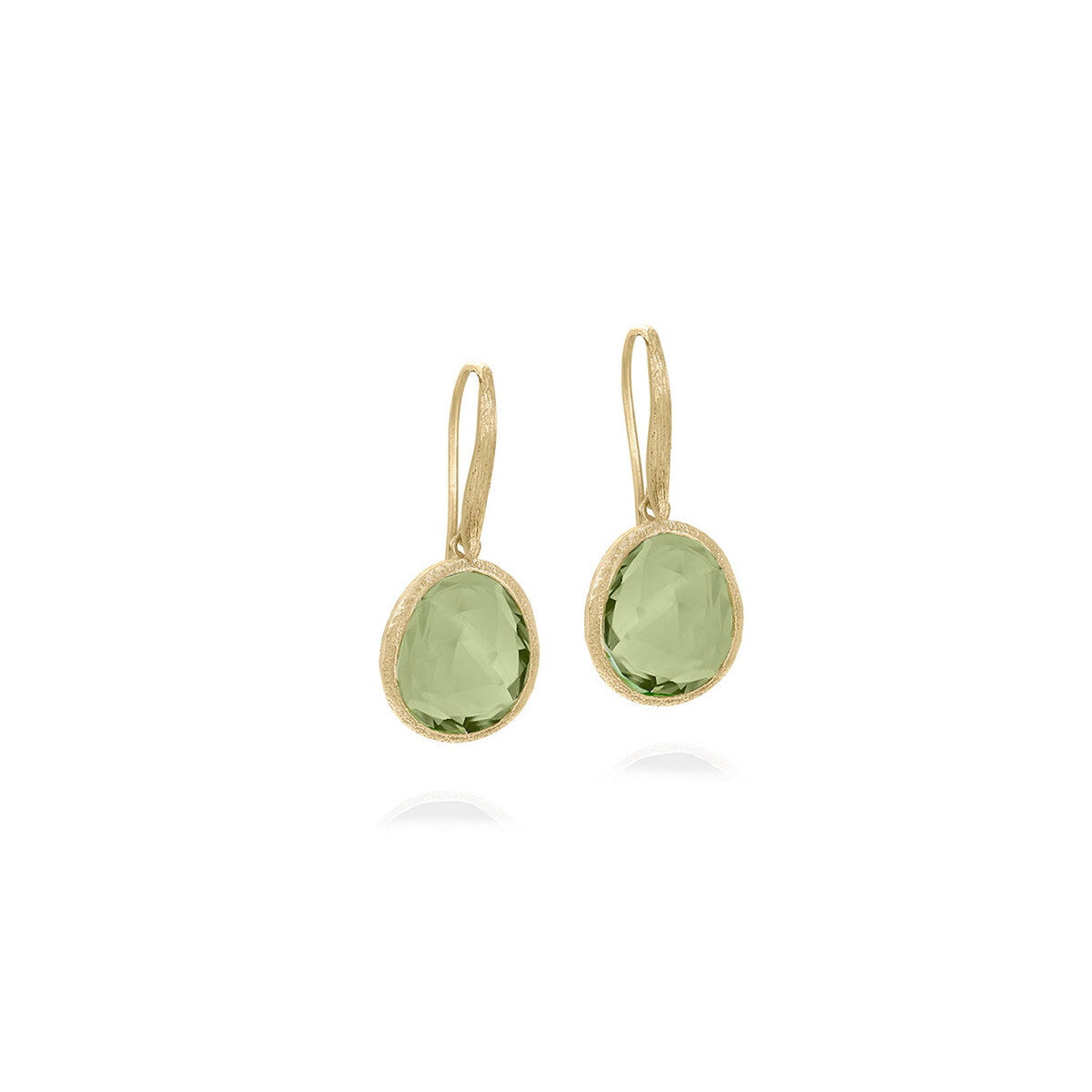 Green Amethyst Hook Earrings with 18k Gold Plating