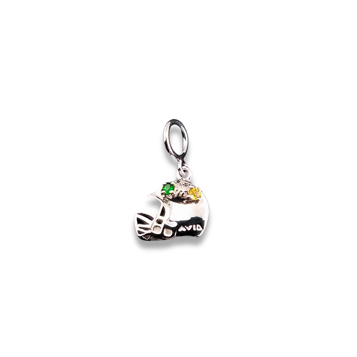 Green Bay Packers Football Charm Helmet, Tsavorite Garnet-Yellow Sapphire .10ctw