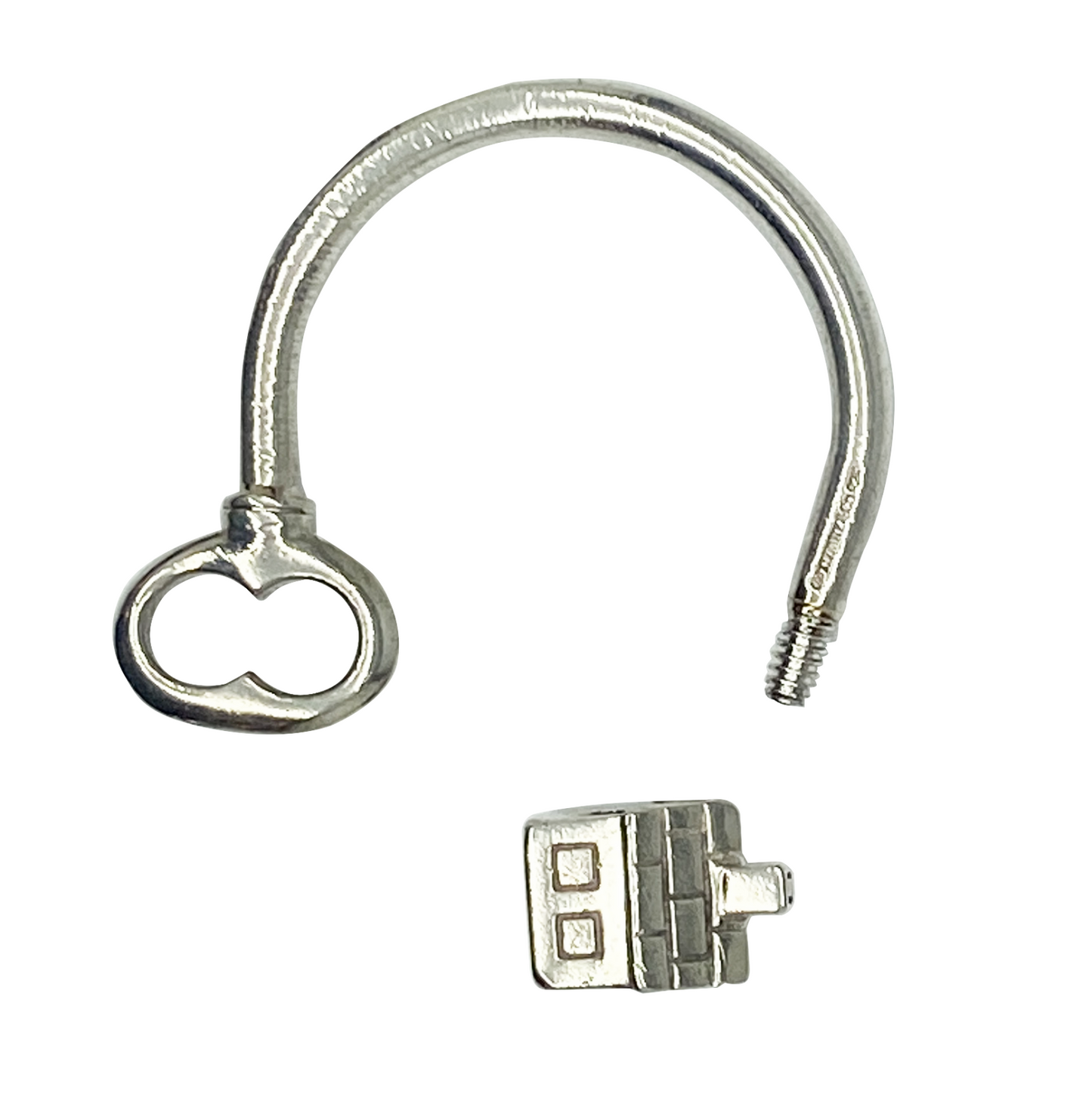 Silver keychain with house and key charms.