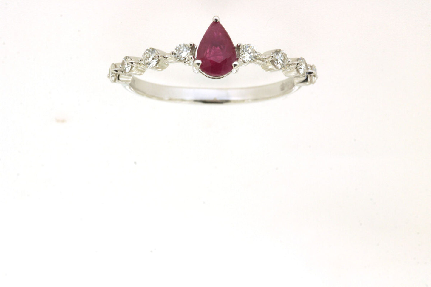 MEMO Pear Cut Ruby (0.45ct) & Diamond (0.26ctw) 14kt Ring