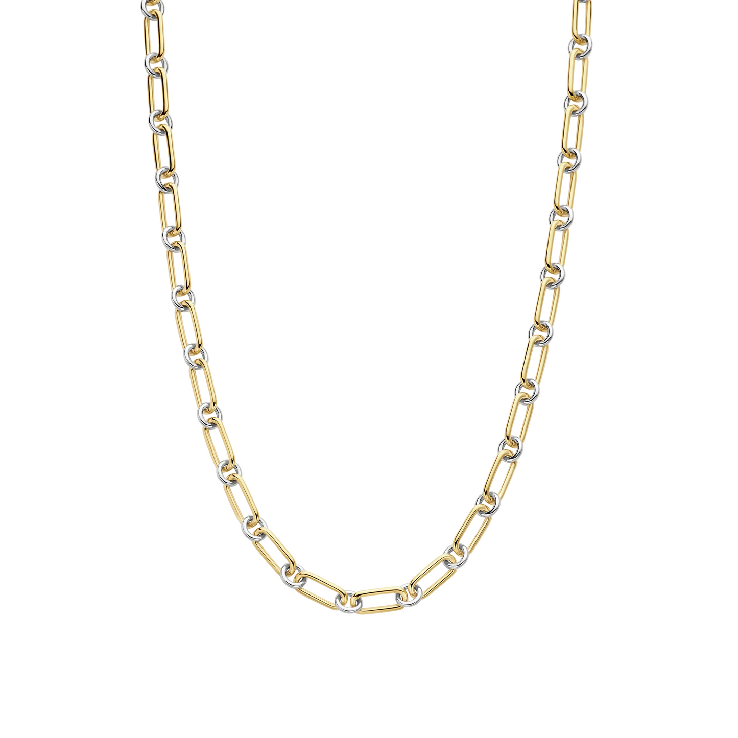 Gold chain necklace on a white background