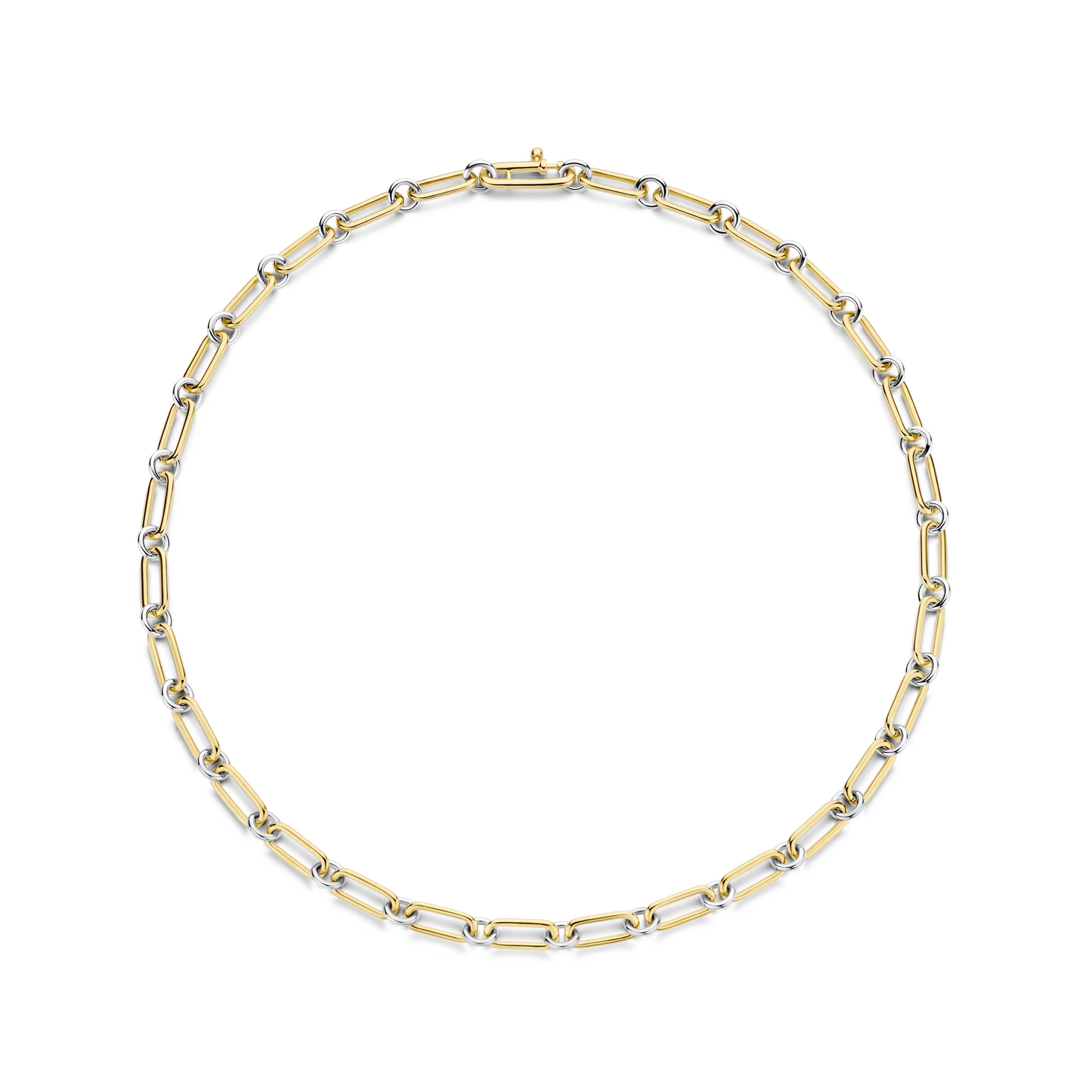 Gold chain necklace on a white background
