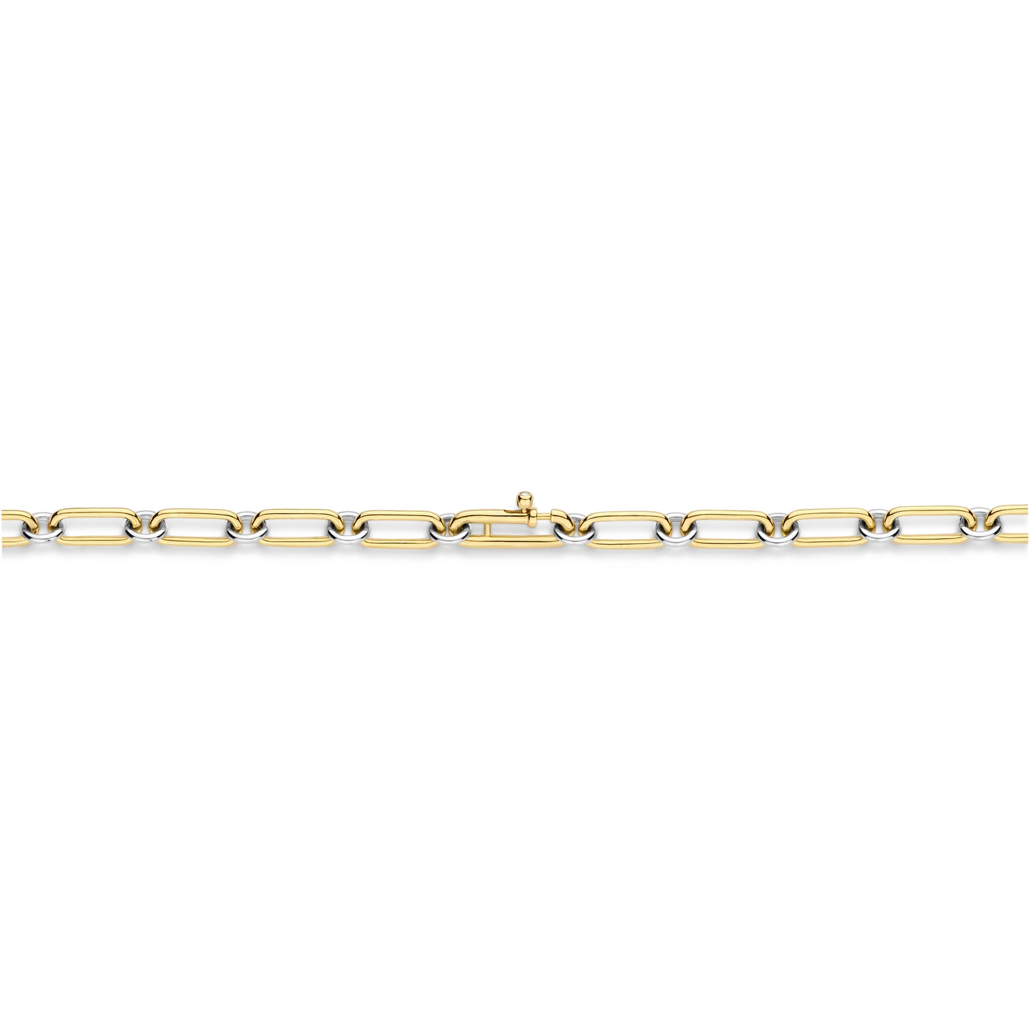 Gold chain bracelet on a white background