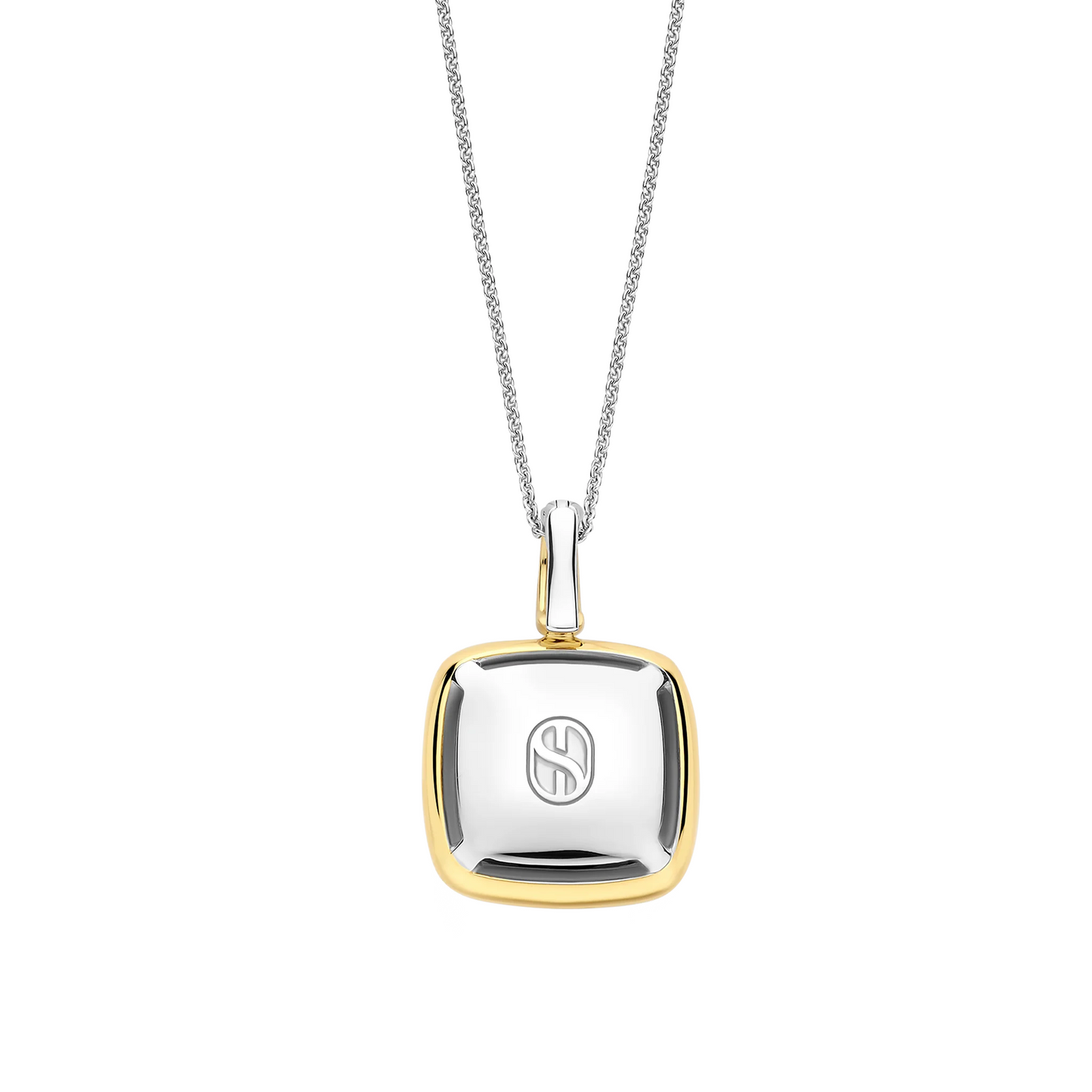 Gold and silver pendant necklace on a white background