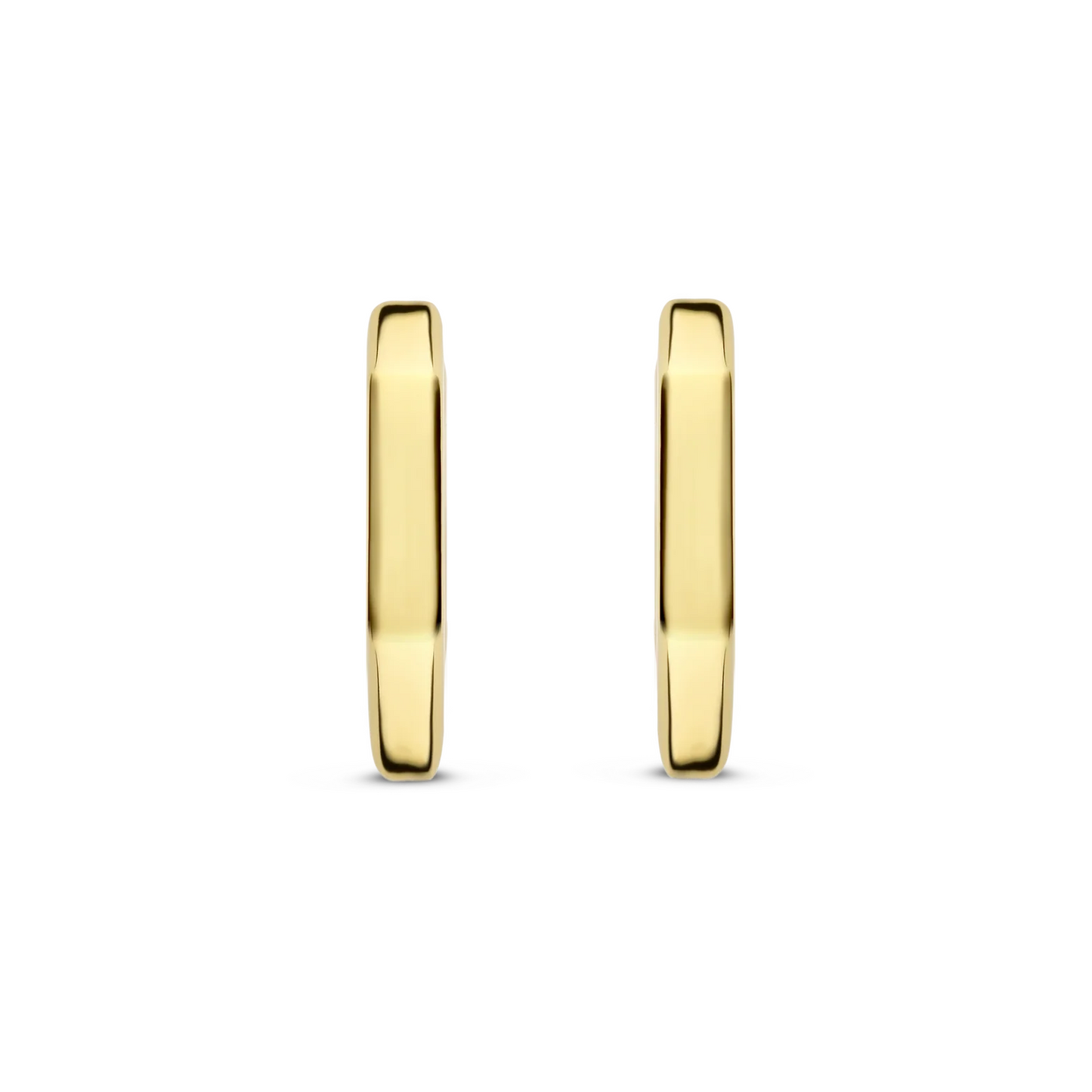 Pair of gold hoop earrings on a white background