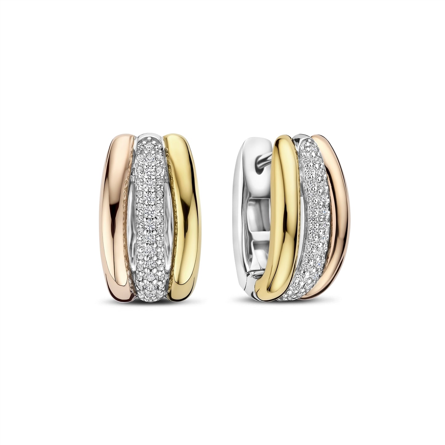 TI SENTO - Tricolor Triple Circle Hoops-