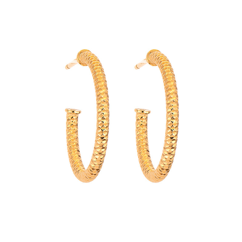 Textured Gold Plated Sterling Silver Hoop Earrings