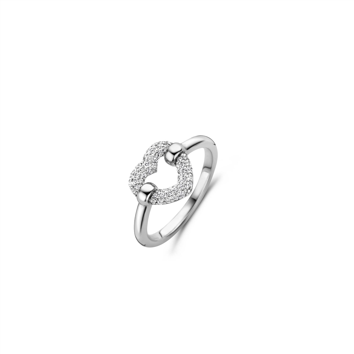Sterling silver and CZ heart shaped ring