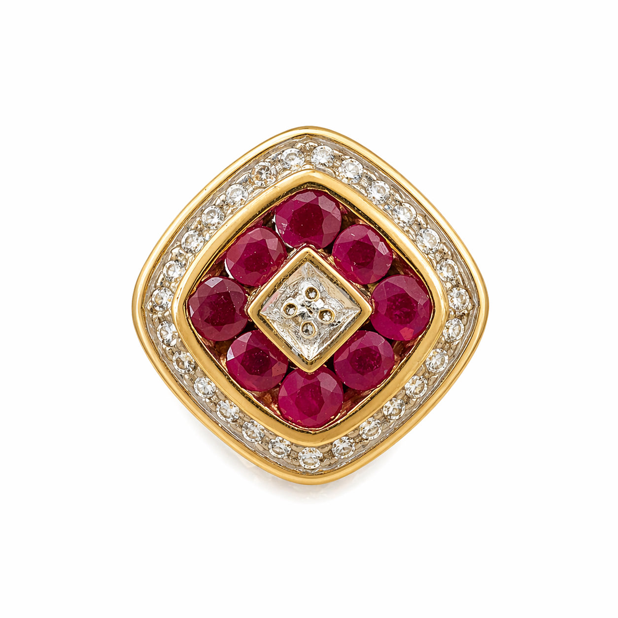 10K Yellow Gold Ruby Diamond Pendant