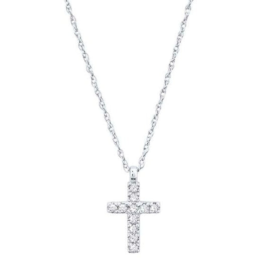 10K White Gold Diamond Cross Pendant with 18 inch Chain- Paul's Jewelers Milwaukee