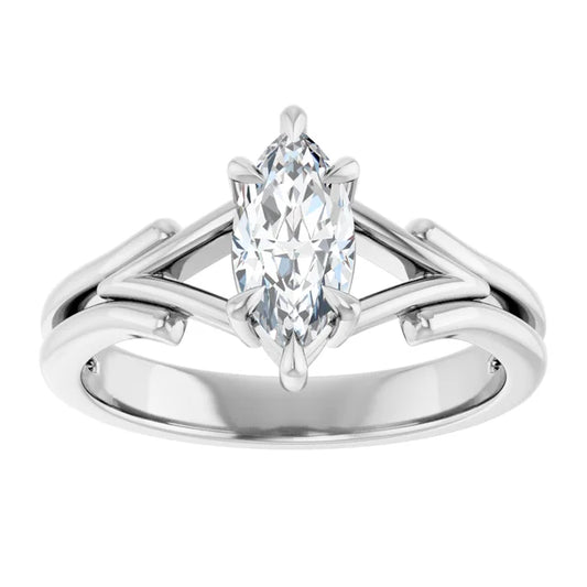 14K White Gold 0.72 CTW Marquise-Cut Lab Grown Diamond Three Stone Engagement Ring- Paul's Jewelers Milwaukee