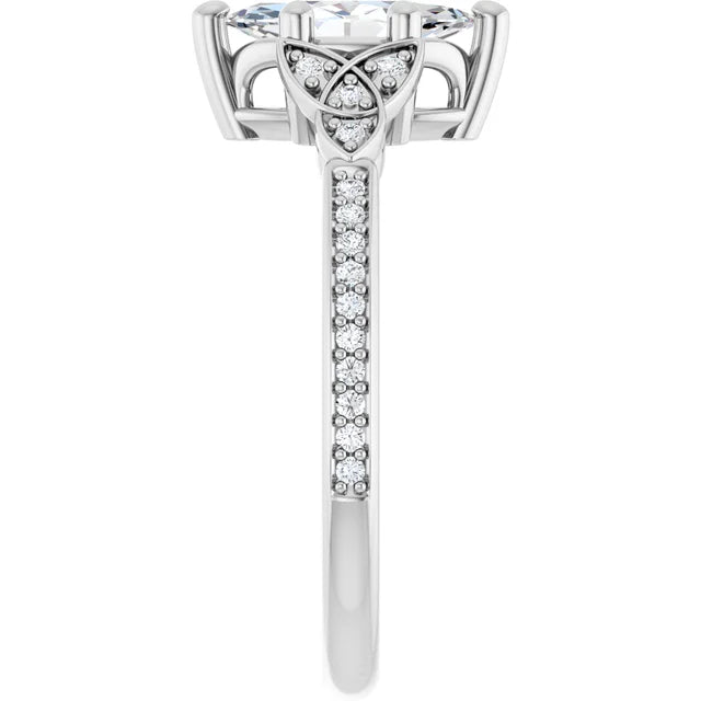 14K White Gold 0.73 CTW Marquise Lab Grown Diamond Engagement Ring with Solitaire and Pavé Band- Paul's Jewelers Milwaukee