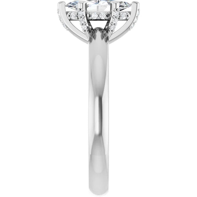 14K White Gold 0.75 CTW Marquise Solitaire Lab Grown Diamond Engagement Ring with Pavé Band- Paul's Jewelers Milwaukee