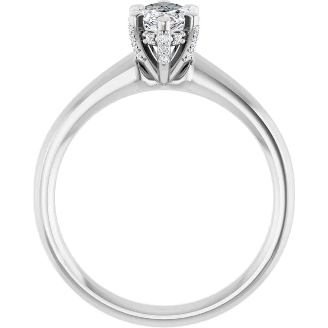 14K White Gold 0.75 CTW Marquise Solitaire Lab Grown Diamond Engagement Ring with Pavé Band- Paul's Jewelers Milwaukee