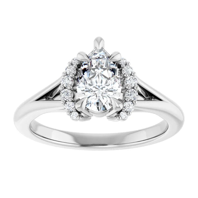 14K White Gold 0.76 CTW Pear Halo Lab Grown Diamond Engagement Ring- Paul's Jewelers Milwaukee