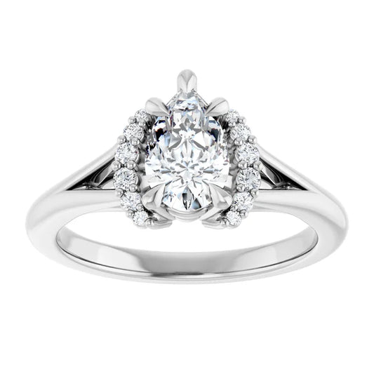 14K White Gold 0.76 CTW Pear Halo Lab Grown Diamond Engagement Ring- Paul's Jewelers Milwaukee