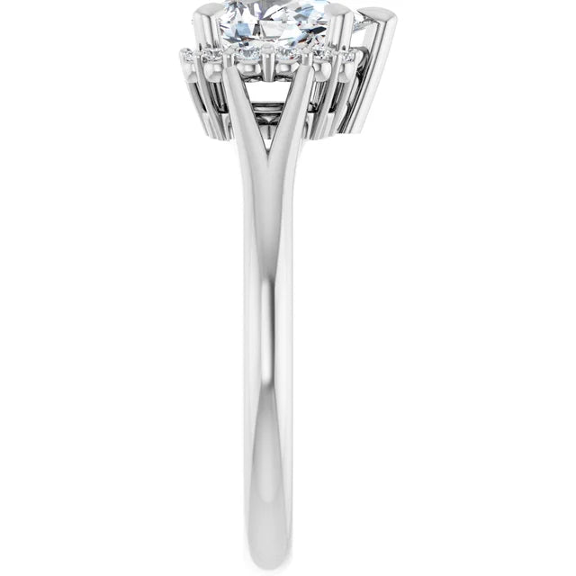 14K White Gold 0.76 CTW Pear Halo Lab Grown Diamond Engagement Ring- Paul's Jewelers Milwaukee