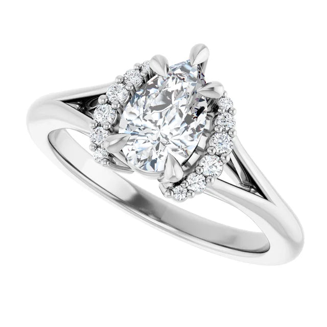 14K White Gold 0.76 CTW Pear Halo Lab Grown Diamond Engagement Ring- Paul's Jewelers Milwaukee