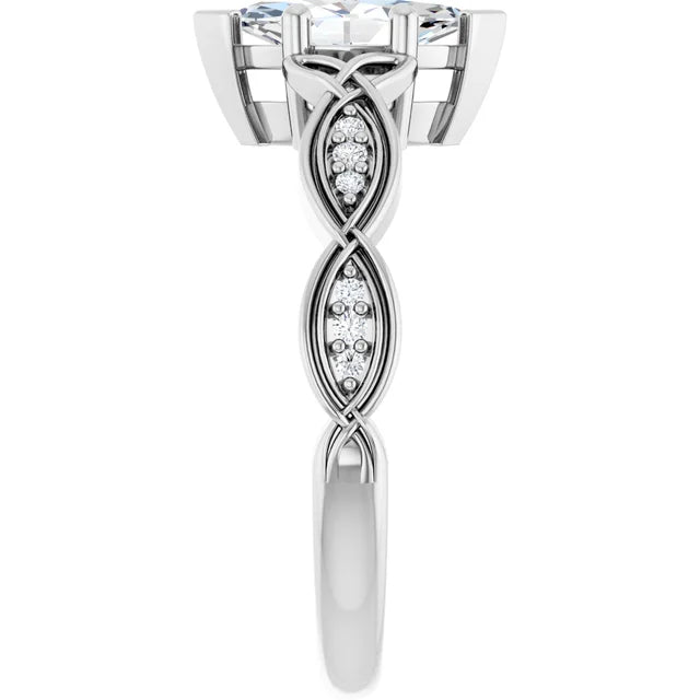 14K White Gold 0.79 CTW Marquise Solitaire Lab Grown Diamond Engagement Ring with Pavé Band- Paul's Jewelers Milwaukee