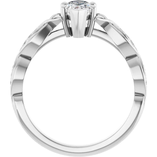 14K White Gold 0.79 CTW Marquise Solitaire Lab Grown Diamond Engagement Ring with Pavé Band- Paul's Jewelers Milwaukee