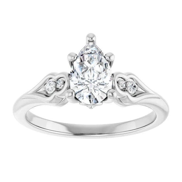 14K White Gold 0.80 CTW Pear Solitaire Lab Grown Diamond Engagement Ring- Paul's Jewelers Milwaukee