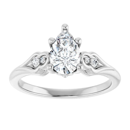 14K White Gold 0.80 CTW Pear Solitaire Lab Grown Diamond Engagement Ring- Paul's Jewelers Milwaukee