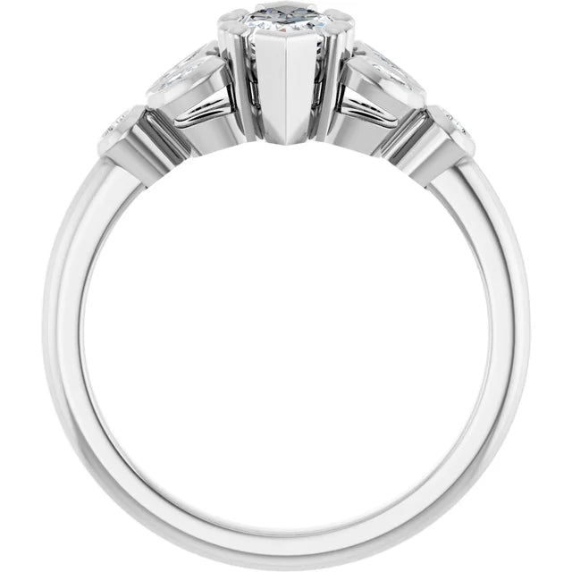 14K White Gold 0.90 CTW Marquise Vintage Inspired Lab Grown Diamond Engagement Ring with Nature-Inspired Accents- Paul's Jewelers Milwaukee