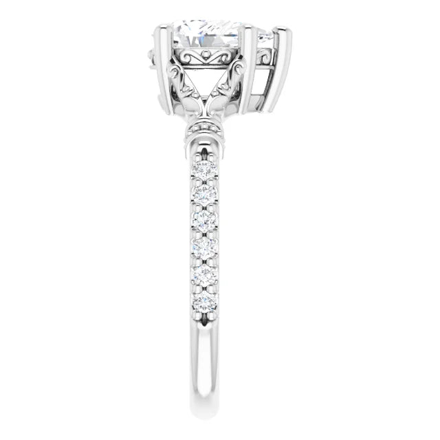 14K White Gold 0.91 CTW Pear Vintage Inspired Lab Grown Diamond Engagement Ring with Split Shank- Paul's Jewelers Milwaukee