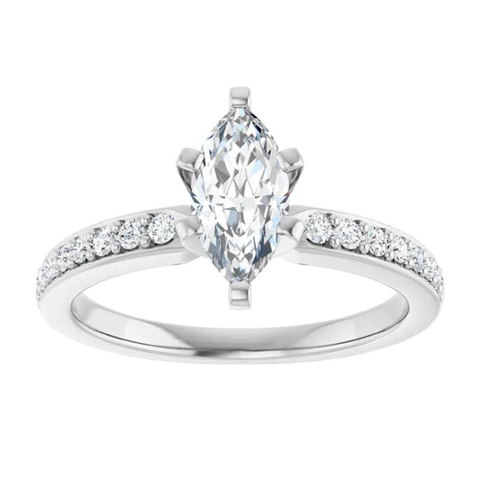 14K White Gold 0.95 CTW Marquise Vintage Inspired Lab Grown Diamond Engagement Ring- Paul's Jewelers Milwaukee