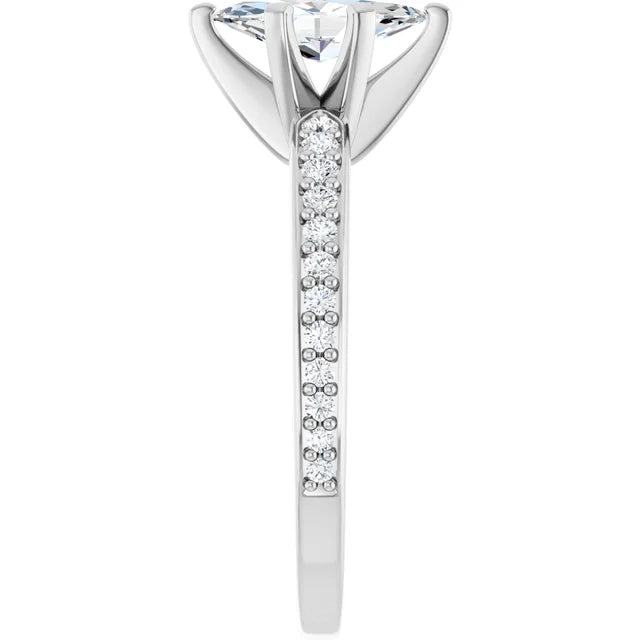 14K White Gold 0.95 CTW Marquise Vintage Inspired Lab Grown Diamond Engagement Ring- Paul's Jewelers Milwaukee