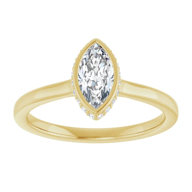 14K White Gold 0.96 CTW Marquise-Cut Lab Grown Diamond Hidden Halo Engagement Ring
