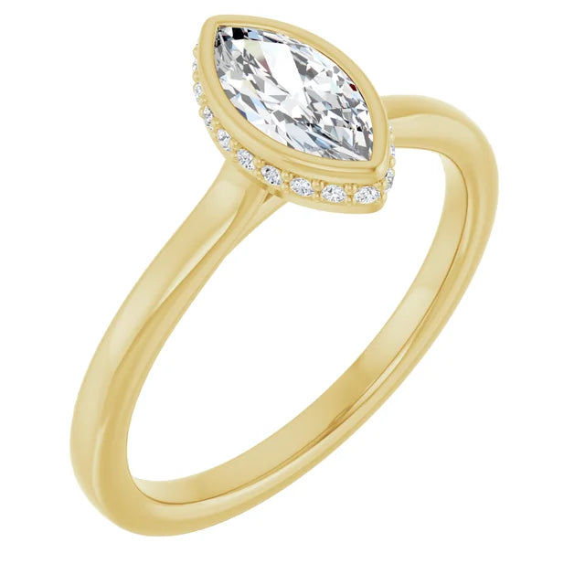 14K White Gold 0.96 CTW Marquise-Cut Lab Grown Diamond Hidden Halo Engagement Ring
