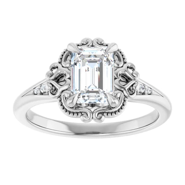14K White Gold 1.01 CTW Emerald Halo Lab Grown Diamond Engagement Ring- Paul's Jewelers Milwaukee