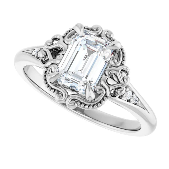 14K White Gold 1.01 CTW Emerald Halo Lab Grown Diamond Engagement Ring- Paul's Jewelers Milwaukee