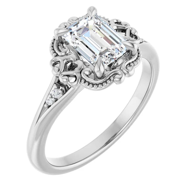 14K White Gold 1.01 CTW Emerald Halo Lab Grown Diamond Engagement Ring- Paul's Jewelers Milwaukee