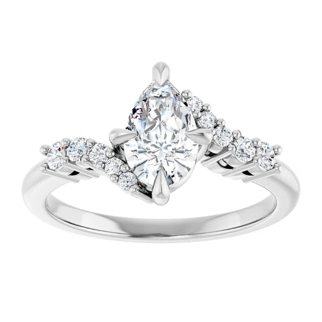 14K White Gold 1.03 CTW Pear Cluster Lab Grown Diamond Engagement Ring- Paul's Jewelers Milwaukee