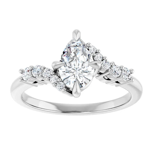 14K White Gold 1.03 CTW Pear Cluster Lab Grown Diamond Engagement Ring- Paul's Jewelers Milwaukee
