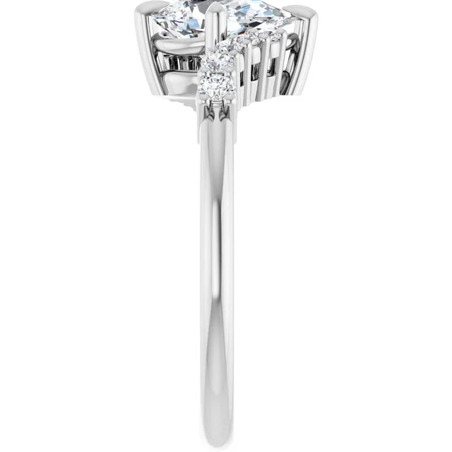 14K White Gold 1.03 CTW Pear Cluster Lab Grown Diamond Engagement Ring- Paul's Jewelers Milwaukee