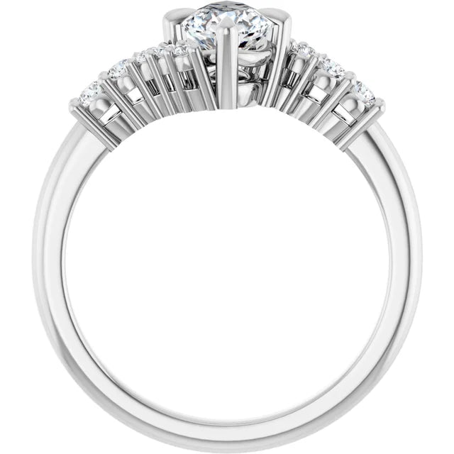 14K White Gold 1.03 CTW Pear Cluster Lab Grown Diamond Engagement Ring- Paul's Jewelers Milwaukee