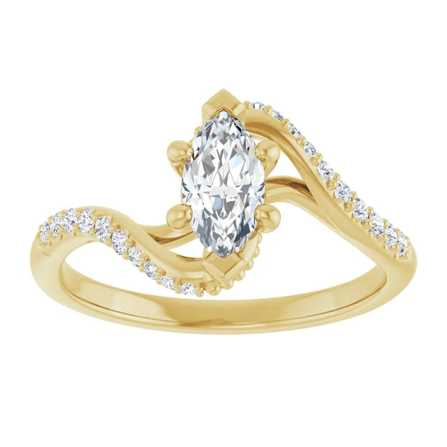 14K White Gold 1.04 CTW Marquise-Cut Lab Grown Diamond Bypass Engagement Ring