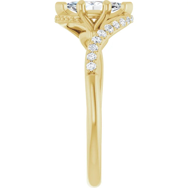 14K White Gold 1.04 CTW Marquise-Cut Lab Grown Diamond Bypass Engagement Ring