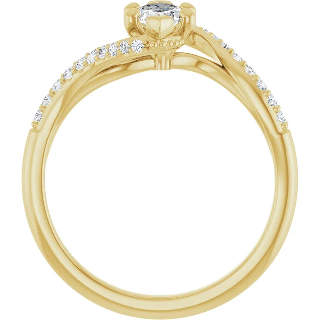14K White Gold 1.04 CTW Marquise-Cut Lab Grown Diamond Bypass Engagement Ring