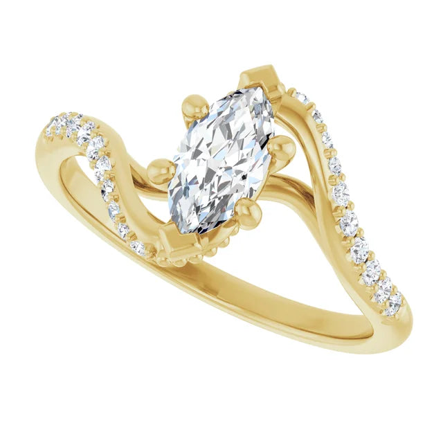 14K White Gold 1.04 CTW Marquise-Cut Lab Grown Diamond Bypass Engagement Ring