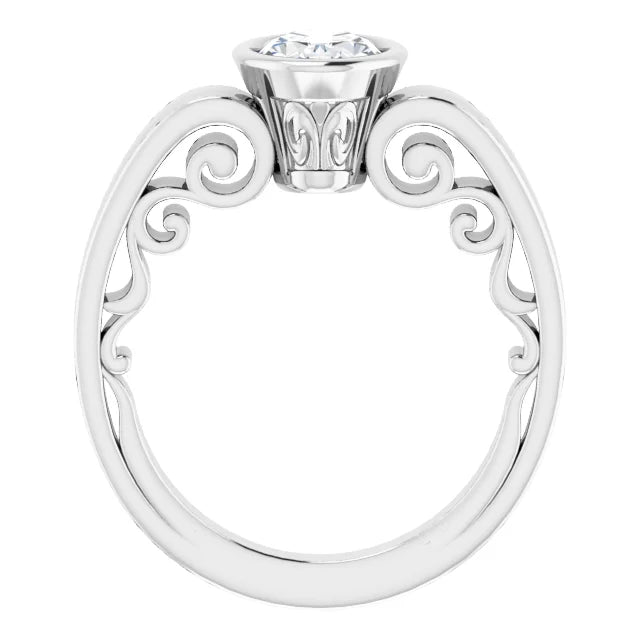 14K White Gold 1.05 CTW Oval Vintage Inspired Lab Grown Diamond Bezel Engagement Ring- Paul's Jewelers Milwaukee