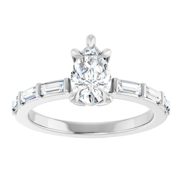 14K White Gold 1.05 CTW Pear Lab Grown Diamond Engagement Ring with Channel Set Band- Paul's Jewelers Milwaukee