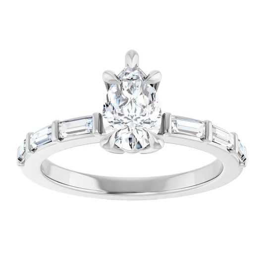 14K White Gold 1.05 CTW Pear Lab Grown Diamond Engagement Ring with Channel Set Band- Paul's Jewelers Milwaukee